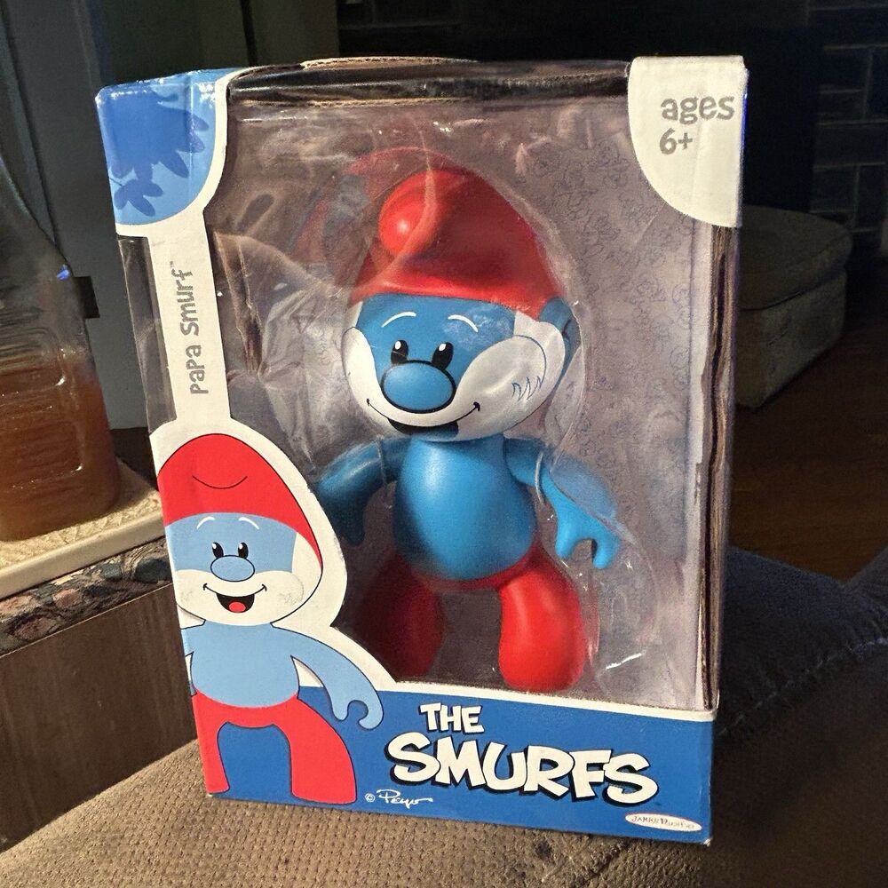 2009 Jakks Papa Smurf Vinyl Soft Figure Plastic Blue Red White NEW NIB Smurfs